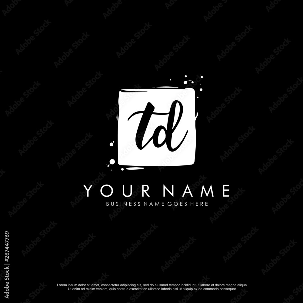 T D TD initial square logo template vector