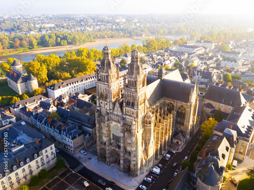 Aerial view on Tours Cathedral photo
