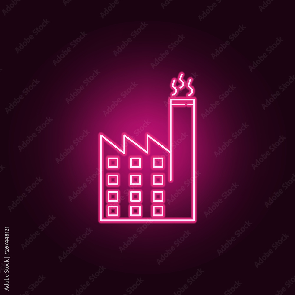 Eco factory neon icon. Elements of ecology set. Simple icon for websites, web design, mobile app, info graphics Eco factory neon icon. Elements of ecology set. Simple icon for websites, web design, mobile app, info graphics