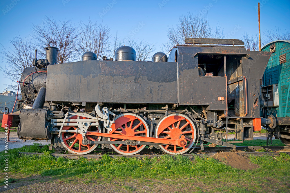 Old steam locomotive, vintage train