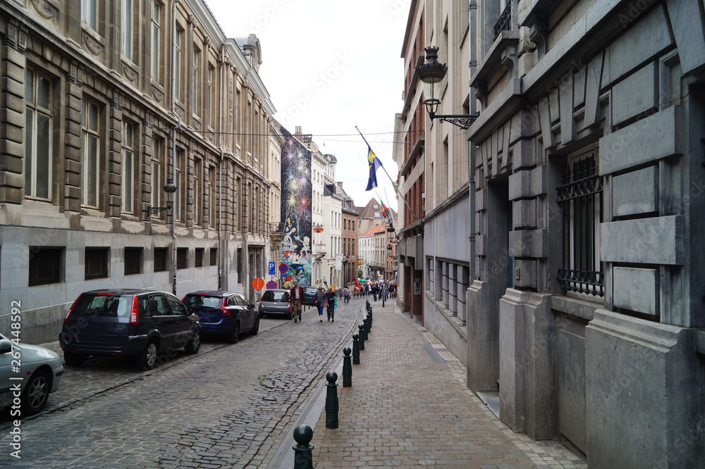 street in old town of brussels belgium