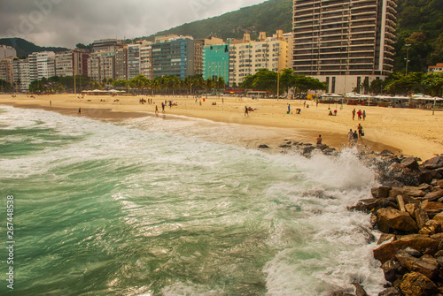 Rio de Janeiro, Copacabana, Lama beach, Brazil: Beautiful landscape with sea and beach views. The most famous beach in Rio de Janeiro. photo