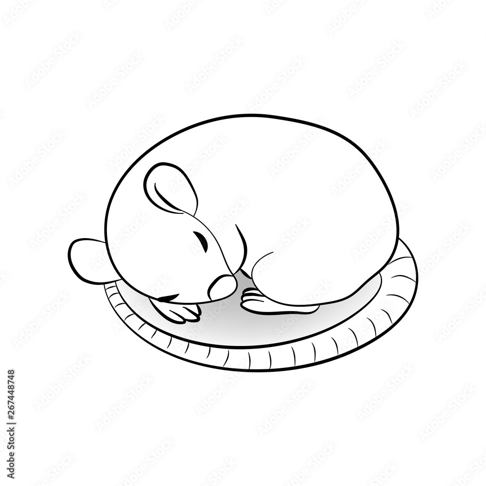 Vector illustration with cute Rat. Coloring page for children ...