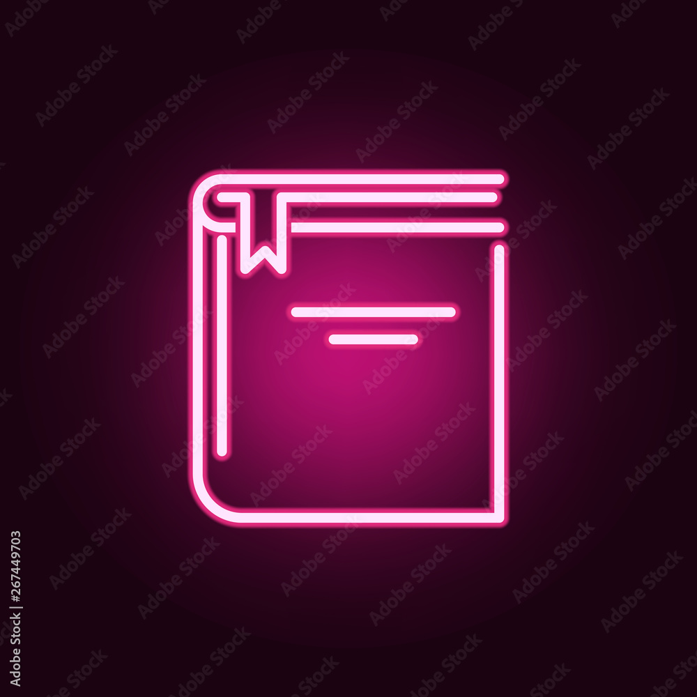 Bookmark book neon icon. Elements of education set. Simple icon for websites, web design, mobile app, info graphics Bookmark book neon icon. Elements of education set. Simple icon for websites, web design, mobile app, info graphics