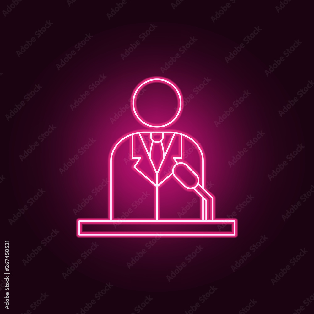 The voter is in favor neon icon. Elements of election set. Simple icon for websites, web design, mobile app, info graphics The voter is in favor neon icon. Elements of election set. Simple icon for websites, web design, mobile app, info graphics