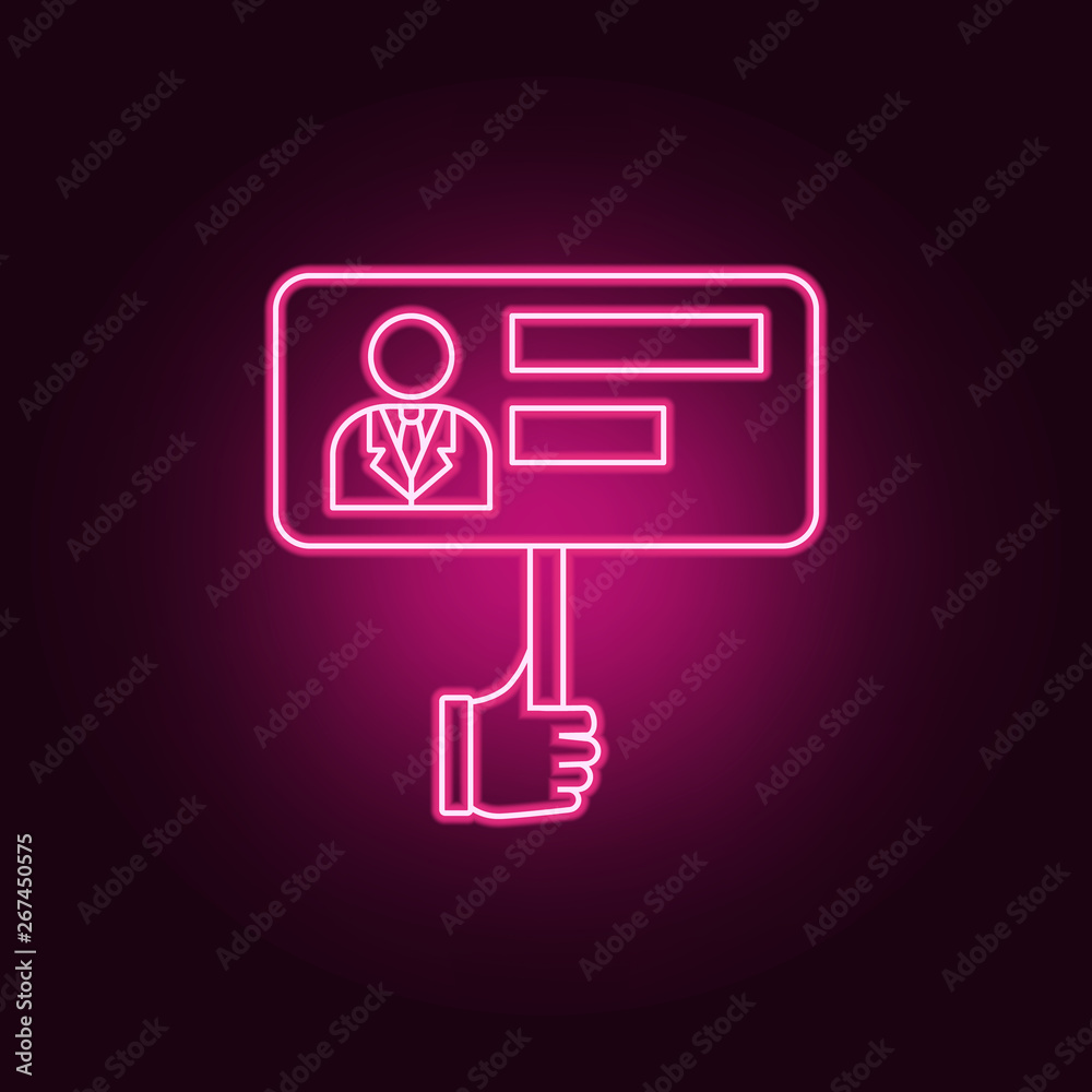 Voter's poster neon icon. Elements of election set. Simple icon for websites, web design, mobile app, info graphics Voter's poster neon icon. Elements of election set. Simple icon for websites, web design, mobile app, info graphics