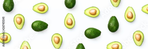 Behang Avocado food concept on white background. From top view. Banner