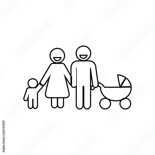 Family with stroller icon. Element of family for mobile concept and web apps icon. Outline, thin line icon for website design and development, app development