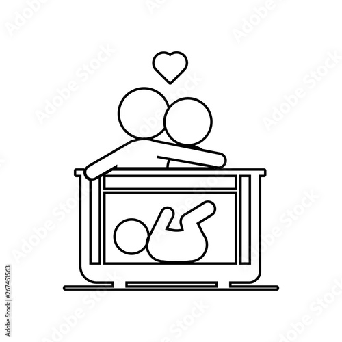 Parents put to sleep the baby icon. Element of family for mobile concept and web apps icon. Outline, thin line icon for website design and development, app development