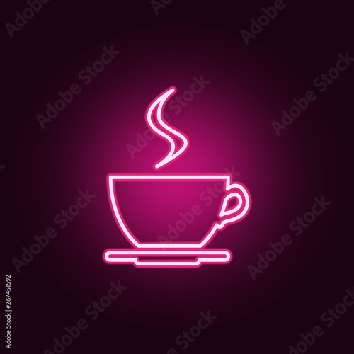 Cup of coffee neon icon. Elements of fast food set. Simple icon for websites, web design, mobile app, info graphics