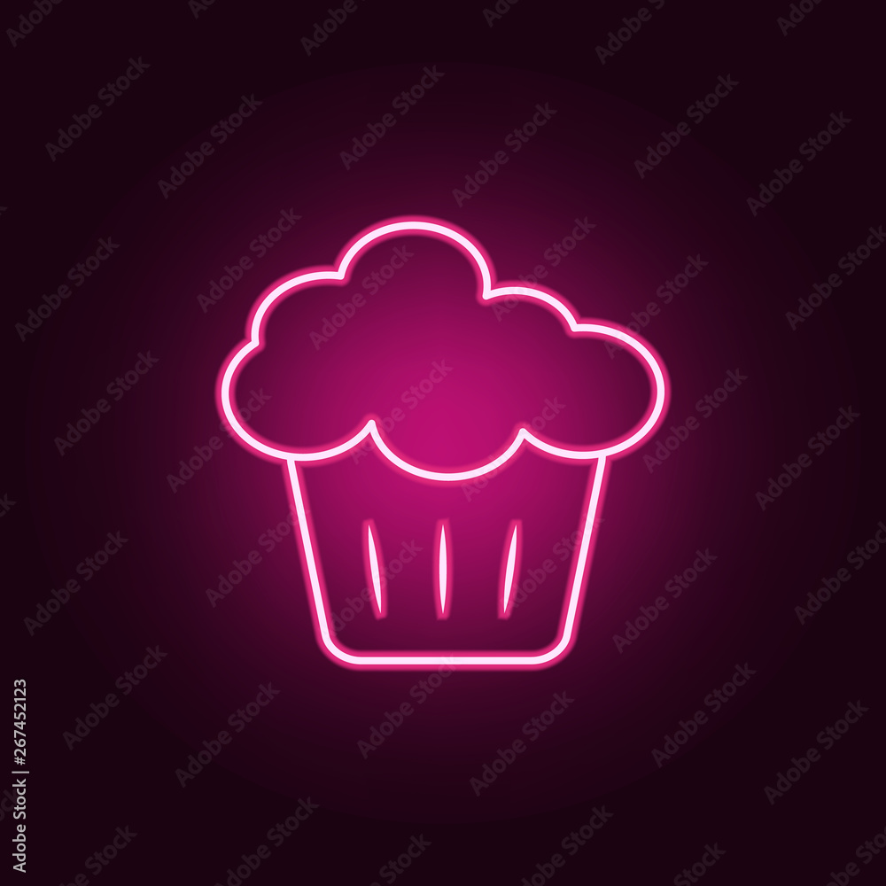 Cupcake neon icon. Elements of fast food set. Simple icon for websites, web design, mobile app, info graphics Cupcake neon icon. Elements of fast food set. Simple icon for websites, web design, mobile app, info graphics