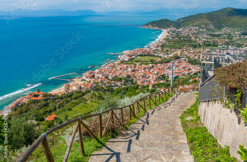 Panoramic view of the Cilento coastline from Castellabate. Campania, Italy. photo