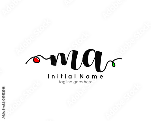 M A MA Initial brush color logo template vetor