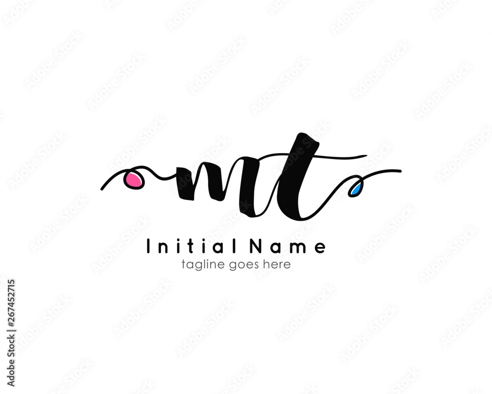 M T MT Initial brush color logo template vetor M T MT Initial brush color logo template vetor