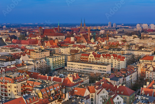 Aerial view on the centre of the city Wroclaw, Poland
