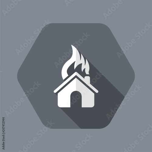 Vector illustration of house burning single isolated icon