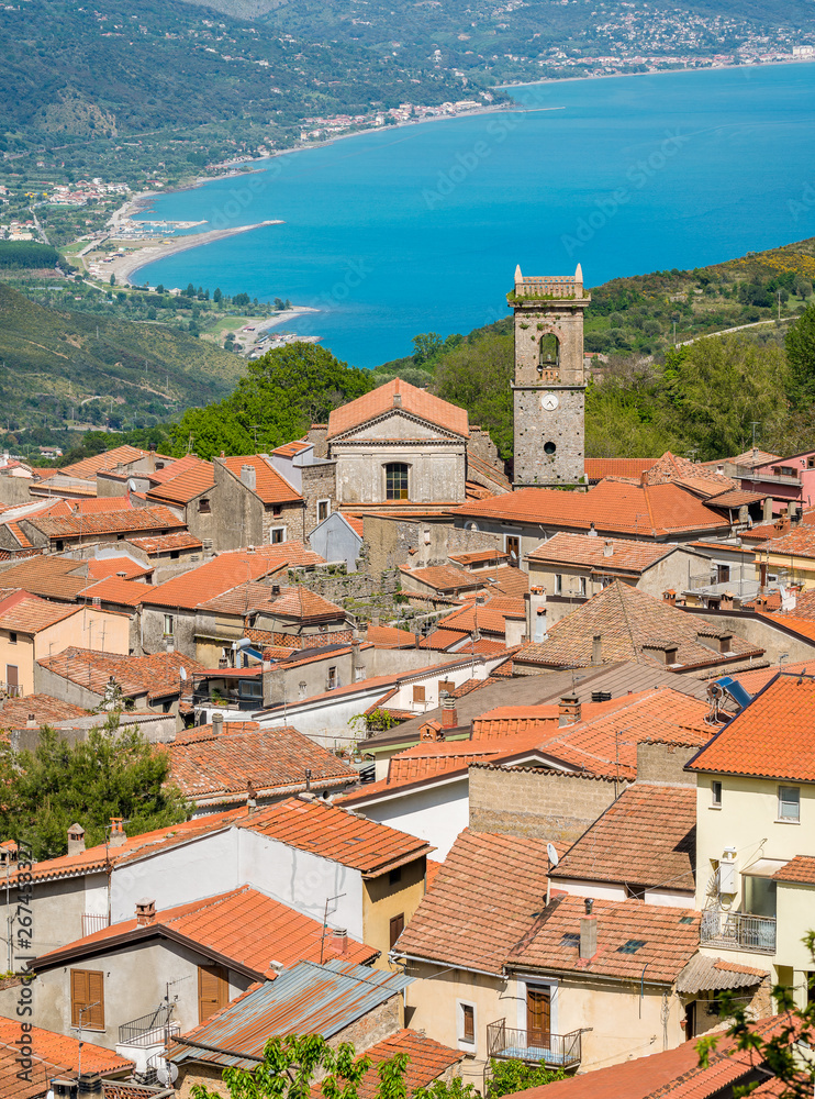 Fototapeta premium Panoramic view of San Giovanni a Piro, Province of Salerno, Campania, southern Italy.