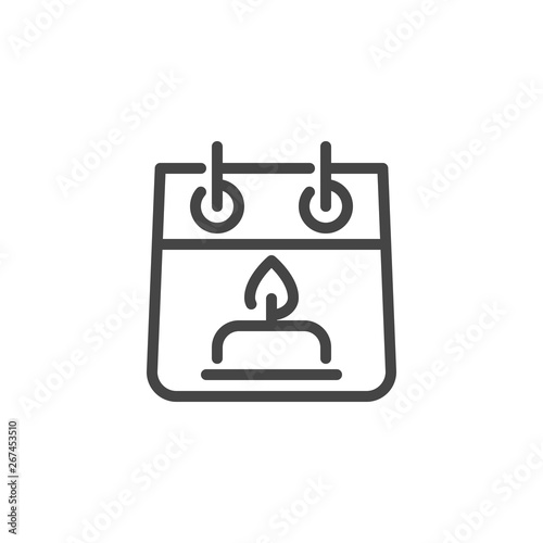 Calendar with Cake Line Sign. Holiday Date, Birthday, Wedding, Anniversary Icon. Reminder About Important Event Outline Symbol. Vector Isolated for Web and App in Contour Design