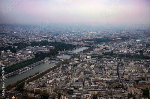 View of the city of Paris from the height of the Eiffel Tower.