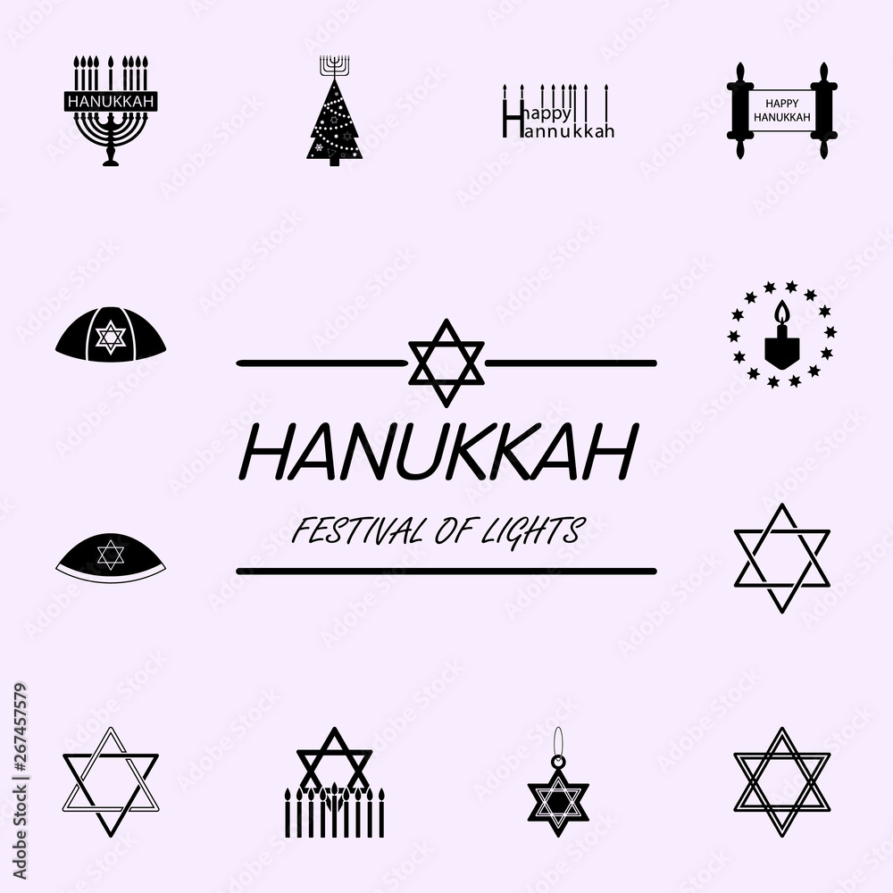 hanukkah text icon. Hanukkah icons universal set for web and mobile