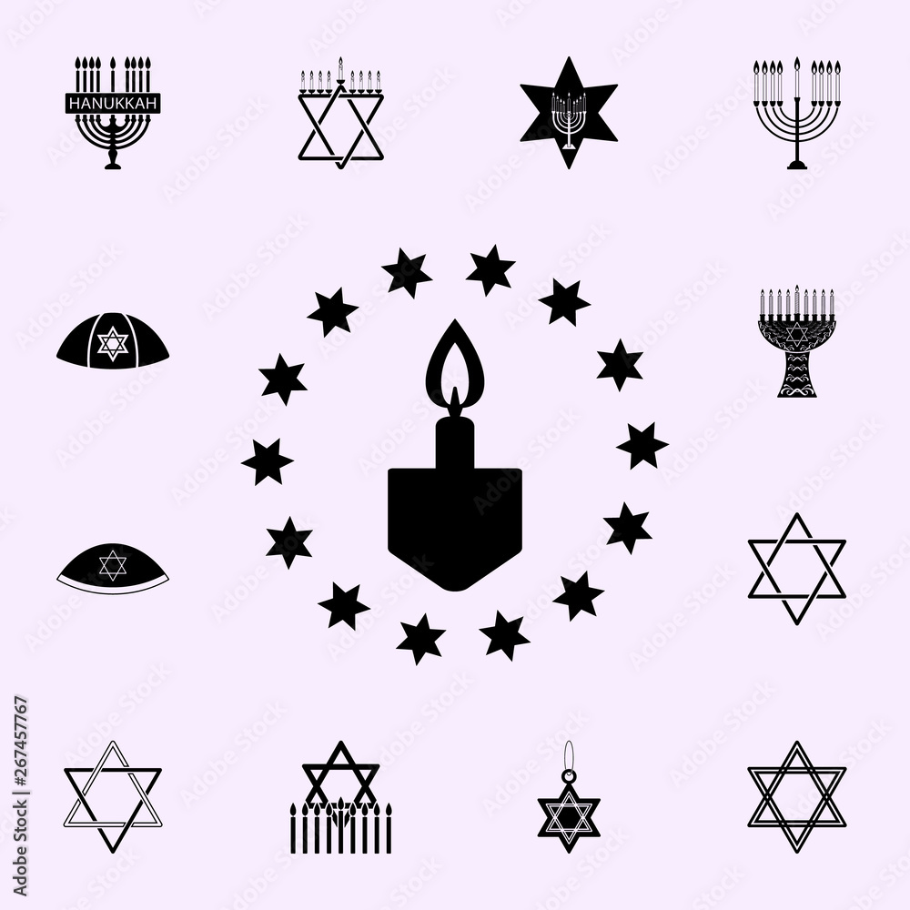 Fototapeta premium jewish, dreidel candle icon. Hanukkah icons universal set for web and mobile