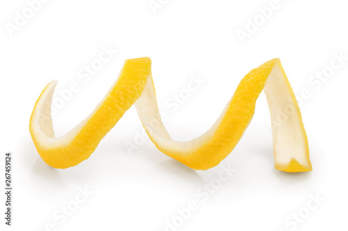 Lemon peel isolated on white background. Healthy food