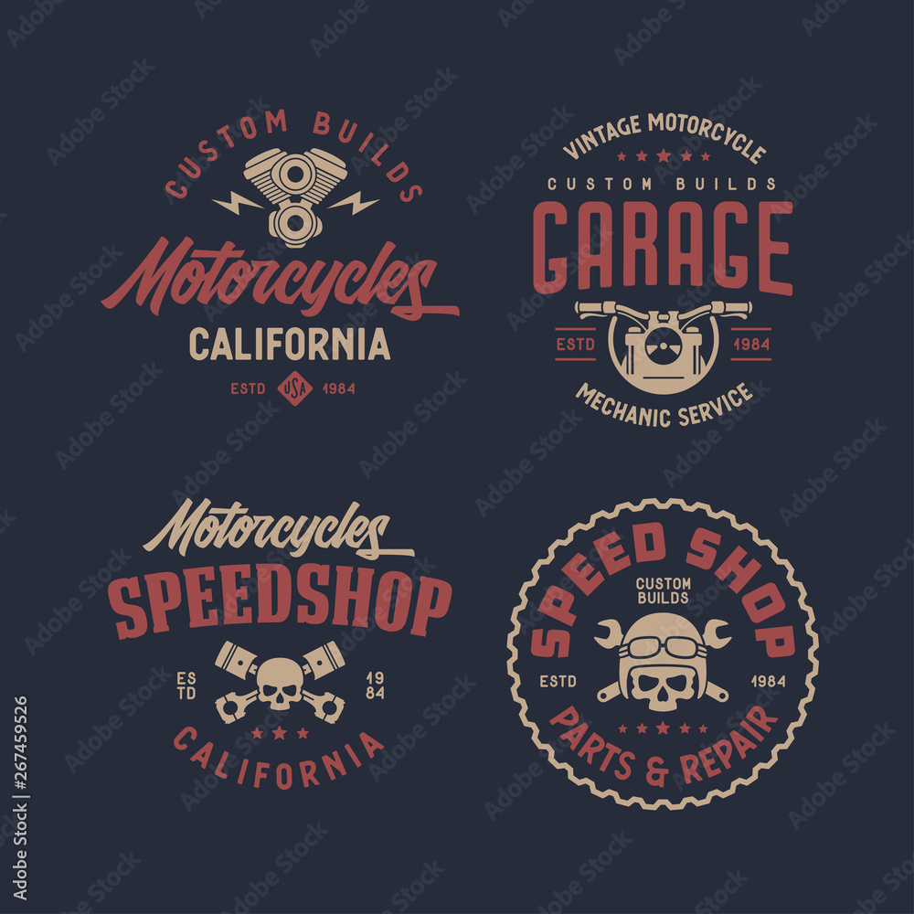 Motorcycles california t-shirt design. Vector vintage illustration.