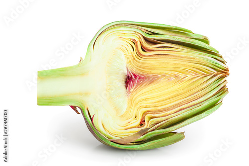 Fresh Artichokes half isolated on white background closeup photo