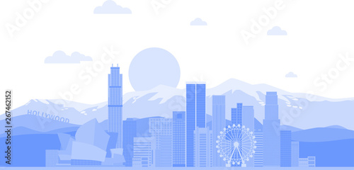 Los Angeles (United States) city skyline vector background. Flat trendy illustration - Vector