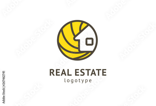 Abstract real estate agent logo icon vector design. Rent, sale of real estate vector logo, House cleaning, home security, real estate auction. Vector building logo concept.