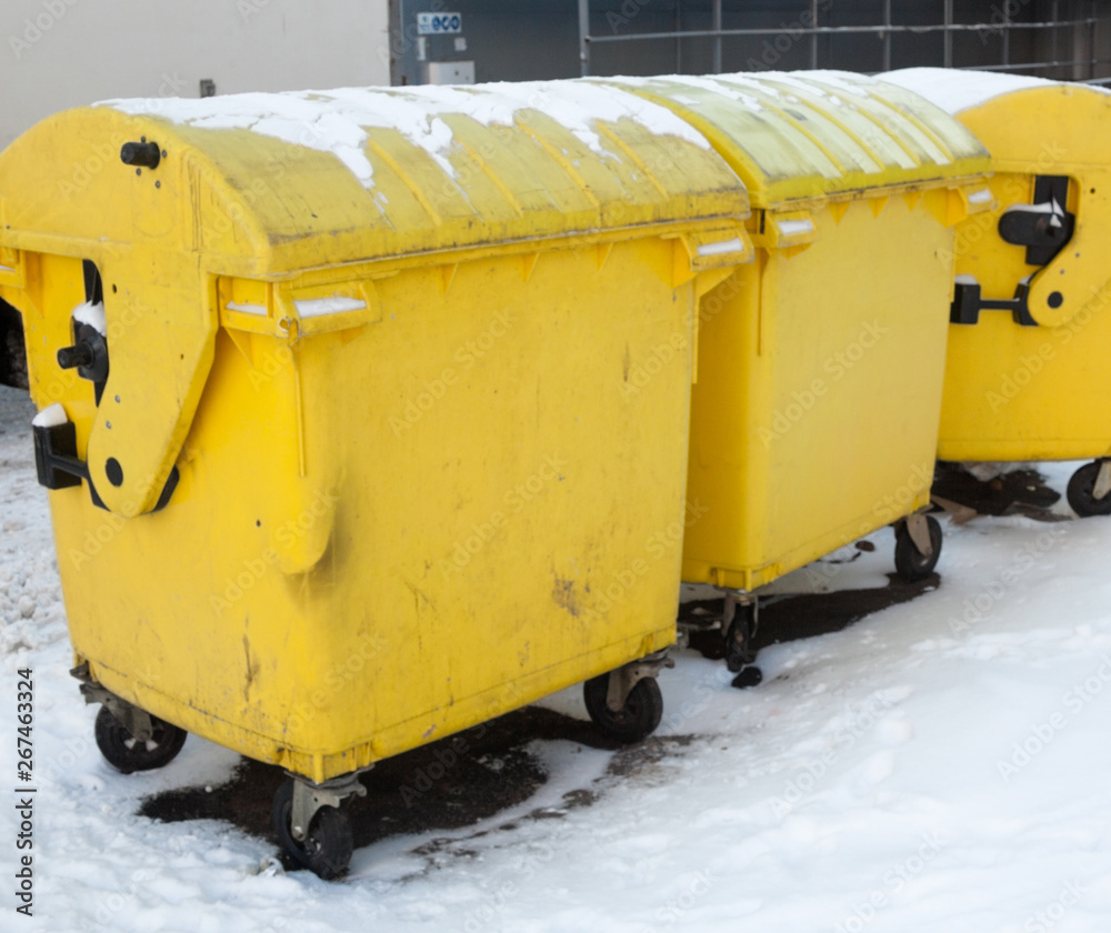 Yellow plastic waste containers Yellow plastic waste containers