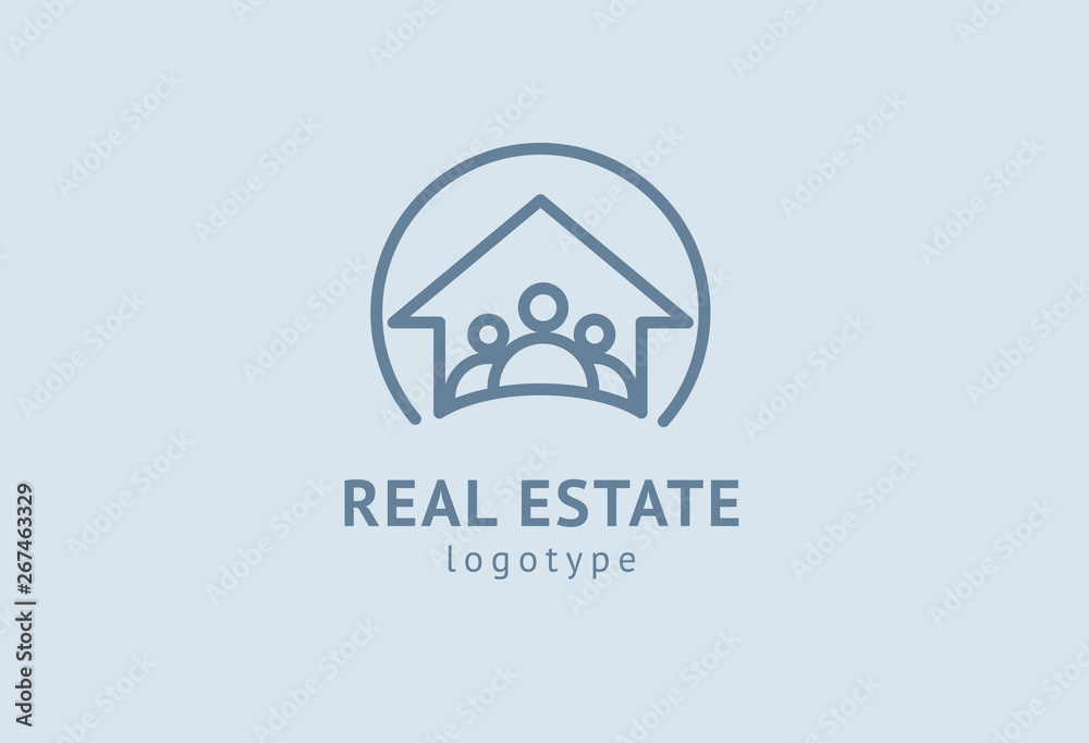 Abstract real estate agent logo icon vector design. Rent, sale of real estate vector logo, House cleaning, home security, real estate auction. Vector building logo concept.