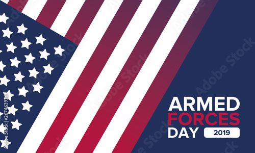 Armed Forces Day in May. Holiday celebrated annual in United States. Special tribute to the men and women of the Armed Forces. Poster, card, banner and background. Vector illustration