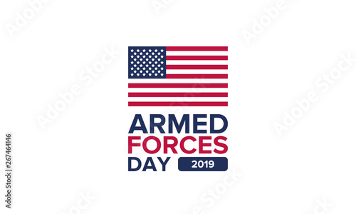 Armed Forces Day in May. Holiday celebrated annual in United States. Special tribute to the men and women of the Armed Forces. Poster, card, banner and background. Vector illustration