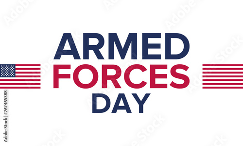 Armed Forces Day in May. Holiday celebrated annual in United States. Special tribute to the men and women of the Armed Forces. Poster, card, banner and background. Vector illustration