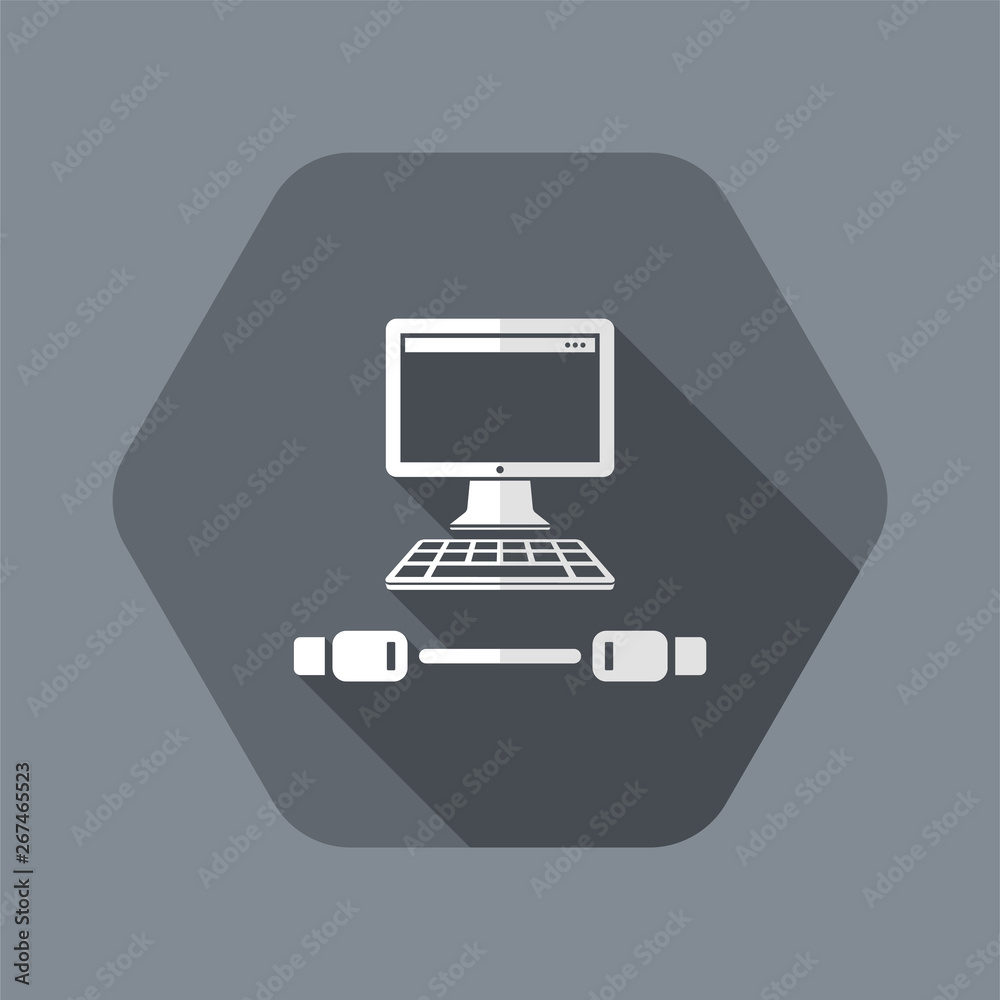 Computer cable usb - Flat minimal icon Computer cable usb - Flat minimal icon