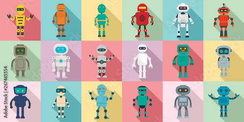 Humanoid icons set. Flat set of humanoid vector icons for web design