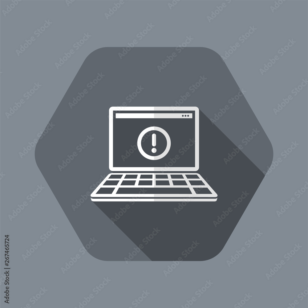 Computer alert - Flat minimal icon Computer alert - Flat minimal icon