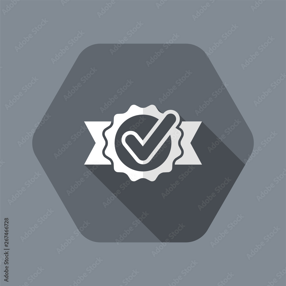 Fototapeta premium Checkmark on ribbon - Vector flat minimal icon