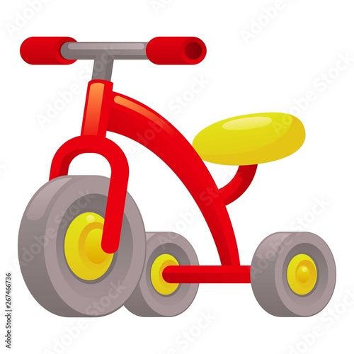 Red tricycle icon. Cartoon of red tricycle vector icon for web design isolated on white background