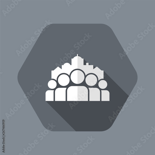 Cityscape and people community - Vector flat minimal icon