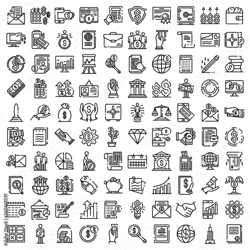 Accountant icons set. Outline set of accountant vector icons for web design isolated on white background