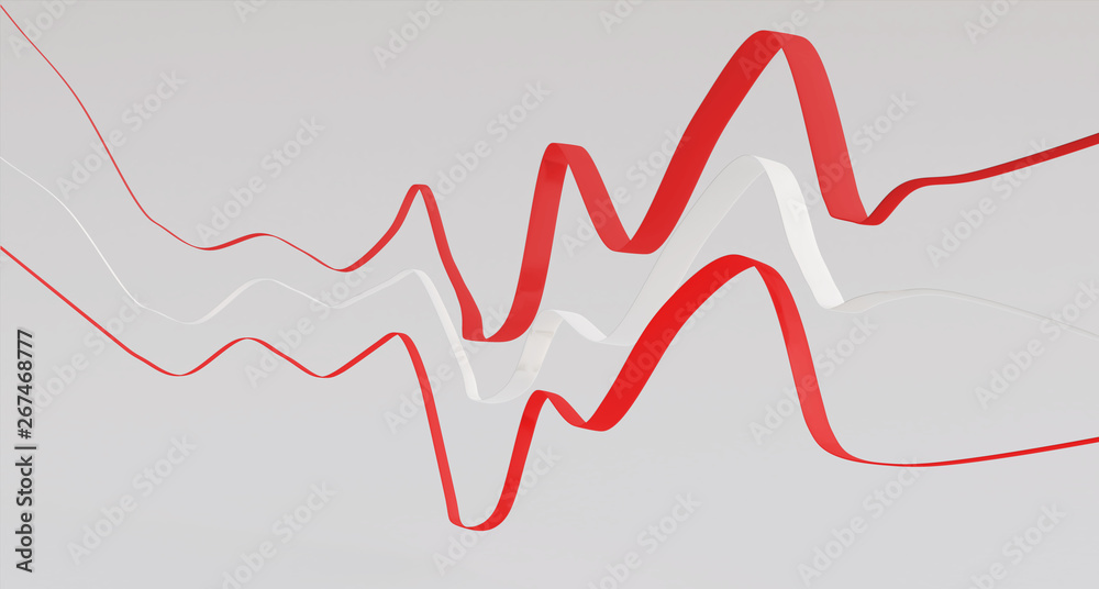 Abstract lines. Curved wavy lines.Canadal Flag colors- 3D render Abstract lines. Curved wavy lines.Canadal Flag colors- 3D render