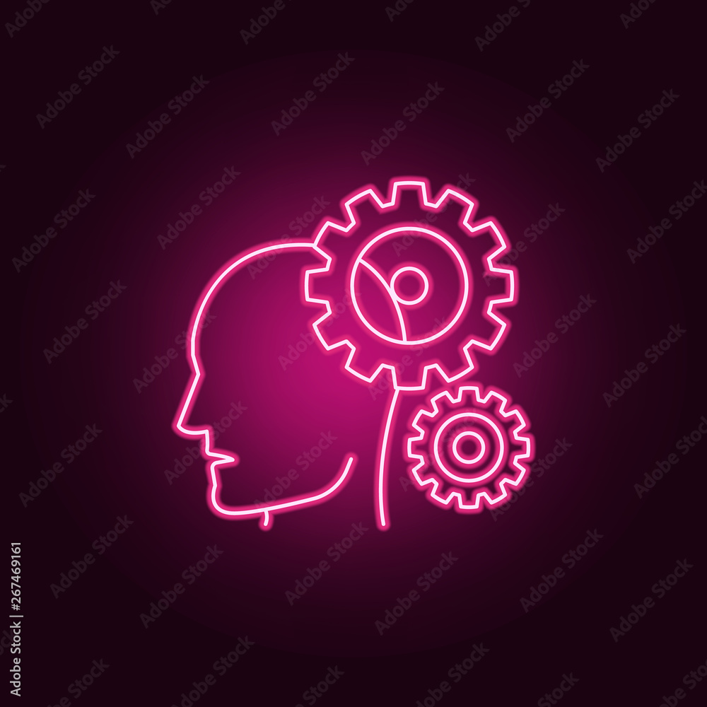 head and gears neon icon. Elements of Idea set. Simple icon for websites, web design, mobile app, info graphics head and gears neon icon. Elements of Idea set. Simple icon for websites, web design, mobile app, info graphics