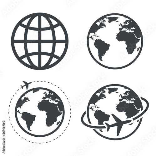 Earth icon collection. Globe. Vector