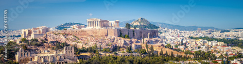 Panorama of Athens, Greece. Panoramic view of Acropolis in city center.