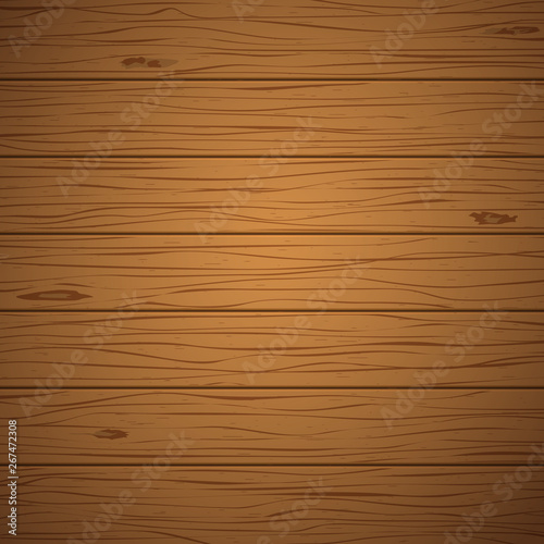 Brown background or texture, horizontal wooden planks wall, table, floor surface. Vector illustration