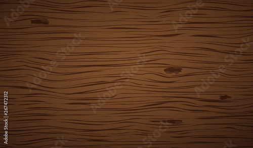 Dark brown wooden cutting, chopping board, table or floor surface. Wood texture. Vector illustration