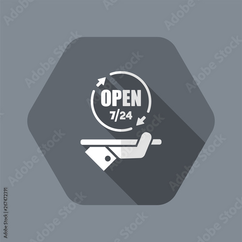 Full time open - services 7/24 - Vector web icon