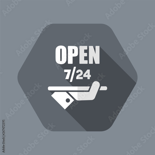 Constantly open - Shop services 7/24 - Vector web icon